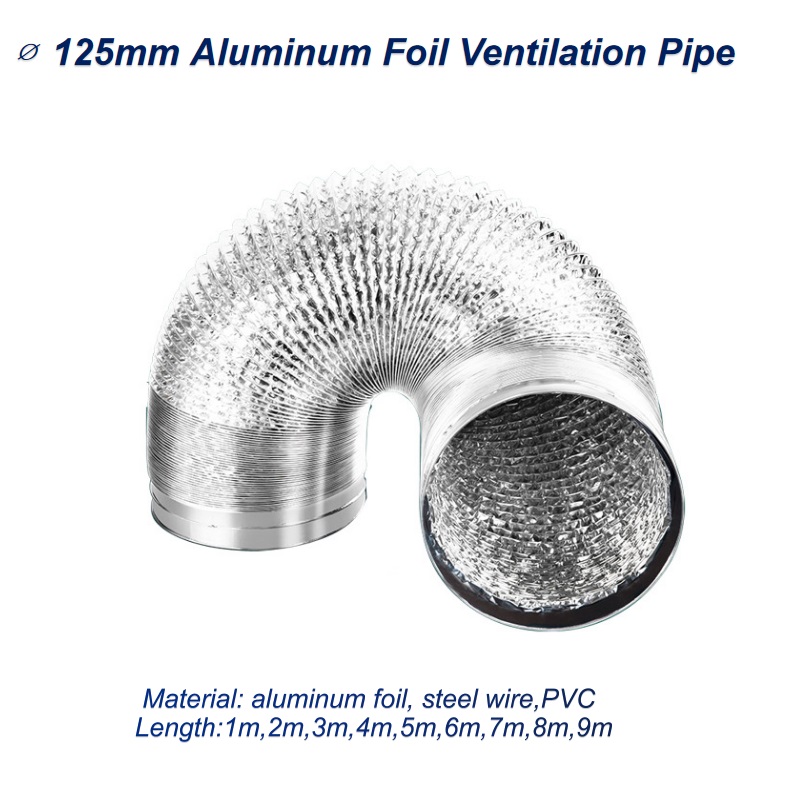 Commercial Kitchen Exhaust Fan - ∅125mm Aluminum Foil Ventilation Pipe Scalable