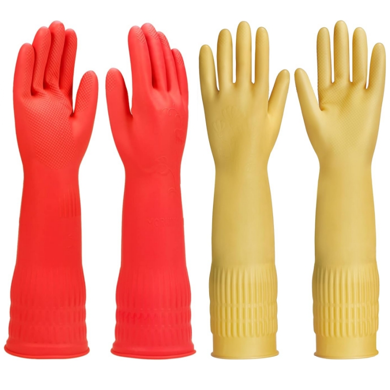 Commercial Kitchen Gloves - 45CM Extra-Long Rubber Cleaning Gloves Non-Slip