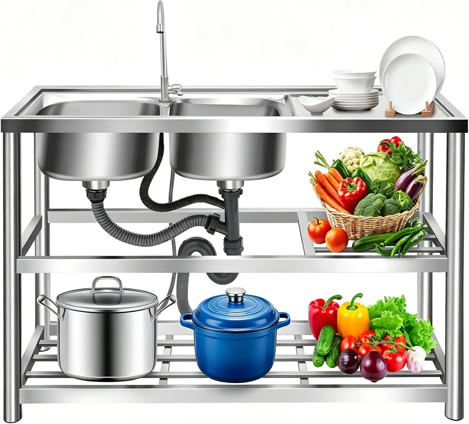 Kitchen Freestanding Prep Sink - огляд і ціна Commercial Kitchen Worktops