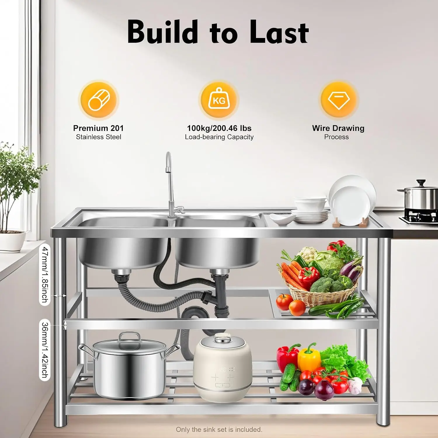 Kitchen Freestanding Prep Sink - огляд і ціна Commercial Kitchen Worktops