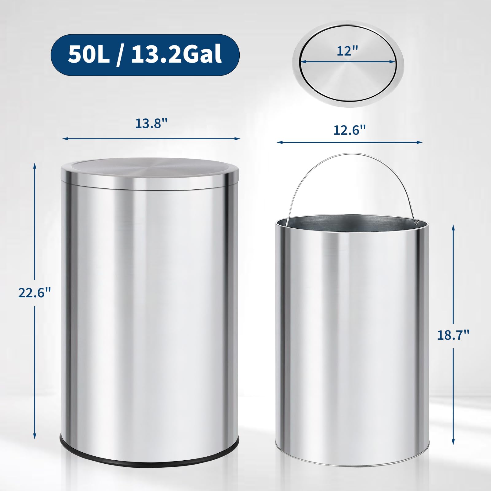 13 Gallon Round Trash Can, Sta - огляд і ціна Commercial Kitchen Garbage Can