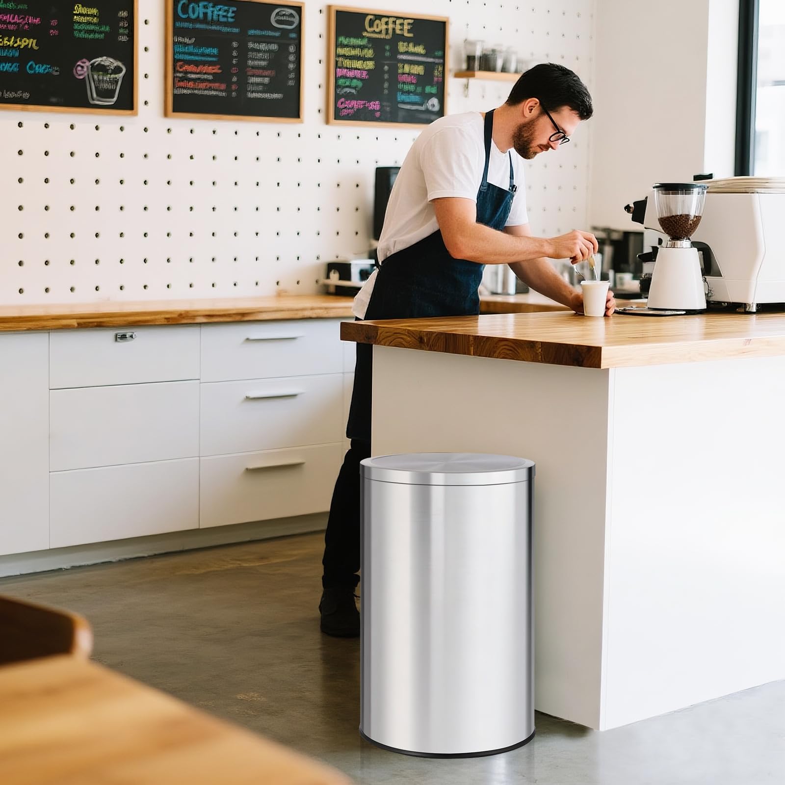 13 Gallon Round Trash Can, Sta - огляд і ціна Commercial Kitchen Garbage Can