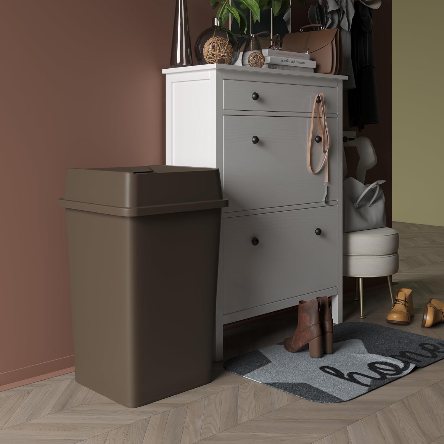 35 Gallon Brown Square Commerc - огляд і ціна Commercial Kitchen Garbage Can